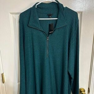 Torrid Teal Ribbed Half-Zip Sweater